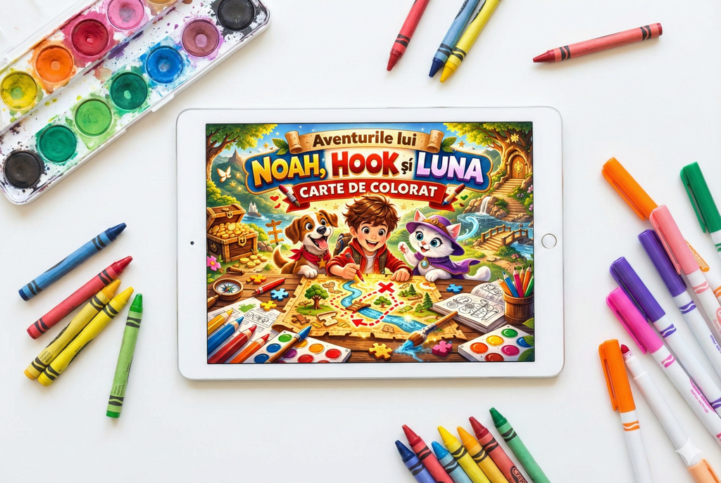 Aventurile lui Noah, Hook și Luna - Carte de Colorat & Poveste Audio